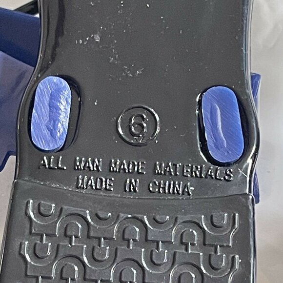 Tahari Womens Size 6 Blue & Black Jelly Sandals With Silver Bow Strap Detail - Picture 9 of 9